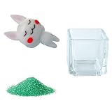 花市場直送便 ミニチュアガラス ウサギごろごろ & カラーサンド グリーン & 植え込み用グラス ニューブロックS