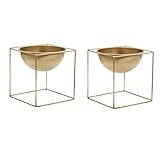 Perfk 金属　スタンド　プランター　2個入り　フラワーポット　現代風　インテリア　オフィス　贈り物　ゴールド