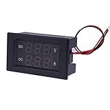 Prettygood7 DC 0-300V 電圧計 20A 電流計 LCD デジタル デュアル ディスプレイ 車モニタ（黒）