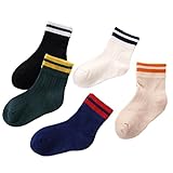 COSCO ソックス 靴下 キッズ コットン 子供靴下 保温ソックス 秋 冬 5足セット 男の子 女の子 (L, ライン)