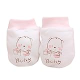 Goenn オーガニック コットン ミトン指なし 新生児用 ベビー かきむしり防止用手袋 指なし 大人気 可愛い 赤ちゃん用 手袋 2点セット (ピンク)