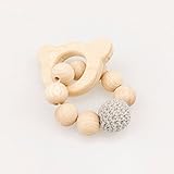 Mamimami Home 木育 歯固め おしゃぶり 木製ビーズ チュアブル キュート動物 ママ授乳用ブレスレット 赤ちゃんの噛むおもちゃ ガラガラ 食品グレード「クマ・1個」