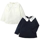 (ブラック/95cm) ベビー服 女の子 Tシャツ 長袖 mia mail ミアメール 綿100％ スムース レース襟 女児 ベビー