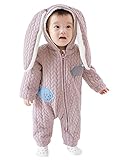 SGFY　ベビー＆キッズ用　うさぎの耳　ファション　ロンパース　カバーオール　着ぐるみ　キッズコスチューム 男女兼用　パジャマ　防寒着 (適合背丈73cm, ピンク)