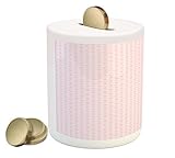 Checkered Piggy Bank by lunarable、Romanticタータンチェックwith Hearts LoveテーマパステルガーリーTonesプリンセスキッズ用、プリントセラミッ