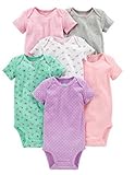 (6-9 Months)(Pink/Gray/Mint)Simple Joys by Carter's Girls' 6-Pack Short-Sleeve Bodysuit（6〜9ヶ月)(ピンク/グ