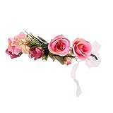 Perfk 可愛い　ウェディング　パーティー　フェスティバル　花輪　ヘアバンド　フラワー　ヘッドバンド　ベビー　ガール　　全4色 - ピンク