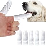 LELEYO 指サック 犬 歯ブラシ 耳掃除 ポリエステル布製 360度清掃 猫 歯磨き 口臭ケア 歯垢除去 ホワイト 6×2.5cm (5枚組)
