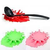 2 in 1 Spoon Utensil Holder Silicone Spoon Rest-Pink by Flinelife