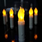 Meily 12個セット LED キャンドル ライト 本物そっくり 無煙蝋燭 室内電飾 クリスマス パーディー 結婚式 屋外 夕飯飾り 黄色 (直径2cm × 高さ10.6cm, デザイン2)