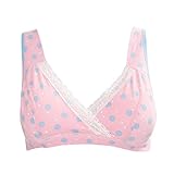 ブラジャー, SODIAL(R)女性のマタニティー授乳用のブラジャー　授乳期の母さんのための下着　ブラジャー　ピンク＋青　ドットパターン　L