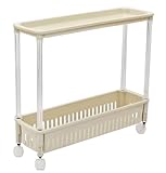 サンコープラスチック キッチン ワゴン ルーチェワゴンテーブル2段スリム TPW-1011 キャスター付 ベージュ