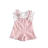 夏ベイビー服 子供カバーオール Pojour 1-6歳キッズ用かわいいＴシャツ 子供ギフト 綿 通気 ピンク(90cm)