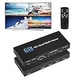 USB 3.0 HDMI ビデオ キャプチャカード 画面分割 4 x 1 HDMI ビデオ キャプチャカード 60 fps HDMI キャプチャカード ゲーム記録PS 4、ニンテンドースイッチ、Xbox Oneのライブストリーミングローカルループ出力 3.5mm音声 IRリモコン付き