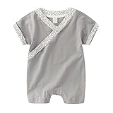[グレー]屋外の夏、中国のチャイナベビーボディスーツパジャマコットンベビーロンパース ベビー ロンパース 赤ちゃん ボディ スーツ