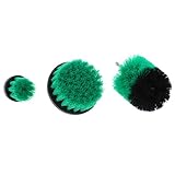 Fenteer 3点セット　ドリルブラシ　浴漕 タイル グラウト　清掃ブラシ　スクラブブラシ　1/4インチ　 - 緑