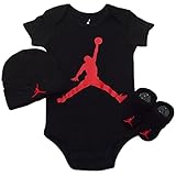 NIKE(ナイキ)エア・ジョーダン 0-6months ブラックxレッドジャンボジャンプマン半袖ボディスーツ超豪華3点セット (6-12months（身長約70-80cm）) [並行輸入品]