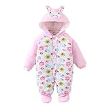 C-Princess 秋冬防寒 足とフード付き ベビー カバーオール アニマル ロンパース 赤ちゃん 動物 着ぐるみ 新生児-1歳ベビー服 女の子 男の子向き子供服 80 馬柄 ピンク