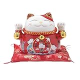 Archnote 招き猫 置物 おしゃれ 貯金箱 新築祝い 開店祝い 贈り物 まねきねこ 赤