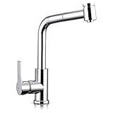 Homdox キッチン用水栓 キッチン蛇口 混合栓 キッチン シャワー 蛇口 伸縮 ソフト ノズル 360°回転 節水泡沫器 台付 冷温切り替え シングルレバー混合栓 シャワーヘッド付き ステンレス 