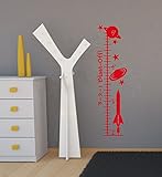 BlastオフRocket Growth Chartビニールデカール男の子壁装飾ステッカーアート 10.5x39 レッド WDPM4179