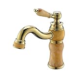 UMANYI 洗面台用 混合水栓 蛇口 台付き シングルレバー 金メッキ BEKDL108A