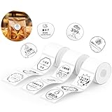 NIIMBOT ラベルシール【3ロール】B1/B1Pro/B2/B2Pro/B21/B21Pro/B31ラベルメーカー対応 純正感熱ロール紙 感熱ラベルプリンター 印刷用紙 強粘着 耐水 宛名印刷 整理整頓 収納 値札 150枚入り/巻 50x50mm 丸い白