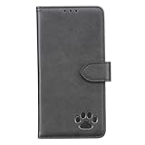 case for Motorola Moto G64 5G ケース モトローラ モトg64ケースカバー 手帳型可愛い 猫の足跡 型押し柄【COCOMO】 カード収納 スタンド機能付き マグネット 財布型 全面保護 (C3-ブラック 黒, に適用するMoto G64 5G / G64Y 5G)