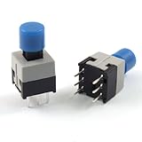 uxcell　タクトスイッチ　8.5 x 8.5mm　キャップ　ロック　プッシュ　スイッチ　ブルー　6ピン　10本入り