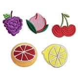 ワッペン アイロン 刺繍 フルーツ A果物5点セット アップリケ 小さめ 5枚セット カラフル 果物 おしゃれ かわいい 入園 入学準備 NYANDELMO ND-0196-R02-ASET