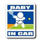 わーるどくらふと BABY IN CAR テニスバージョン ステッカー （あお）