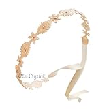ヴィンテージベルベットアイボリーヘッドラップwith Swarovskiラインストーン