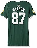 NFL Girls 7 – 16 Jordy NelsonグリーンベイPackersメインストライプVネックPlayer Name & Number半袖T、ハンター、XL / ( 16 )
