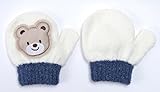 ワッペンを押すと「ピコピコ」とかわいい音が鳴る♪ベビーのびのび笛付きミトン手袋　クマさん　ホワイト