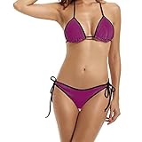 ADECソリッドカラーレディースセクシー人気三角形ビキニセット水着Two Piece カラー: ブラック