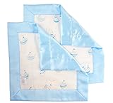 SwaddleDesigns Cotton Muslin Baby Lovies, Set of 2 Security Blankets, Pastel Blue Little Ships