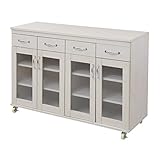 食器棚 レンジ台 カントリーテイスト キャビネット 120cm幅 カラー：ホワイト