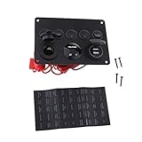 F Fityle ボート/自動車用　防水スイッチパネル　デュアル USBポット　LED電圧計付き　ロッカーパネル 　