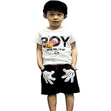 (ラランドリー) laraandlory 夏 男の子 2点セット 半袖Tシャツ+ショートパンツ (110/3-4歳, ホワイト)