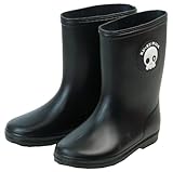 Walk ワンポイント レインシューズ　キッズ【RB-003L】 (18cm, ブラック（ドクロ）)