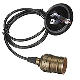 KINGSO エジソン レトロ ランプホルダー E27 スクリュー 電球ホルダー ペンダントライト 吸盤付き スイッチなし 110-220V 120cm ワイヤー イミテーションブロンズ