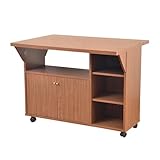 ブラウン／キッチンワゴン キッチン収納 キッチンカウンター 食器棚 食器入れ カウンター 国産 日本製 シンプル キャスター付 可動棚 木製