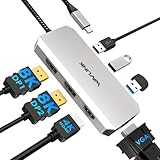 WAVLINK USB Cラップトップドッキングステーション クアッドモニター、7-IN-1マルチポートアダプター、4K HDMI、8K DP1/2、VGA、3xUSB2.0、Dell/HP/Lenovo/Thinkpad用、Mac/Windows/Chrome OS/Linux/Android/iOS対応