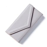 最新レディースウォレット - PUレザーレディースウォレットカードホルダーレディースバックル財布ロングパラグラフクラッチバックルウォレット (グレー)