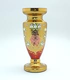 ボヘミアガラスハイエナメル花瓶(赤)高さ21cm