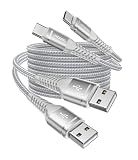 USB A to USB C ケーブル Type C 充電ケーブル 2M 2本組 ナイロン編み 急速充電 3A データ転送 充電コード iPhone17/16/15 iPad 対応 シルバー