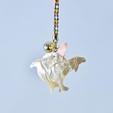 2頭の イルカ 夜光貝 根付 天然珊瑚付き カラフル紐