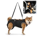 GIIPET-犬用介護ハーネス 夏 通気 犬 介護用ハーネス 歩行補助 老犬 けが 介護用品 脱着簡単 老犬/怪我/手術/快復中/病気 中型犬 小型犬 介護 服 脚 障害 リハビリ 散歩 胴輪 犬の前足と後ろ足の補助 お出かけ便利 (ブラック【夏】, M(8-14kg))