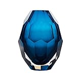 casamotionダイヤモンド手吹きアートガラス花瓶、ギフトボックス版 ブルー 931818-Blue