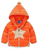 (トヨベイ)Toyobuy 可愛い 子供 中綿 コート キッズ アウター ブルゾン 女の子 ジャケット フード付き 男の子 オレンジ 140